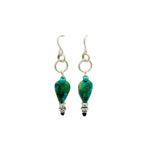 Silver and turquoise teardrop earrings.