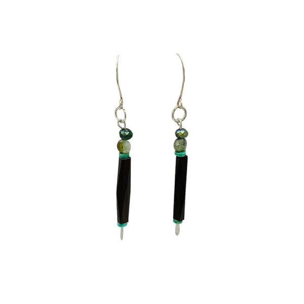 Black and green beaded earrings.